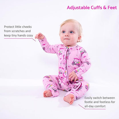 LollyBanks Baby Pajamas, 2-Way Zipper Infant Romper, 95% Viscose Made from Bamboo and 5% Spandex, Baby Sleepers