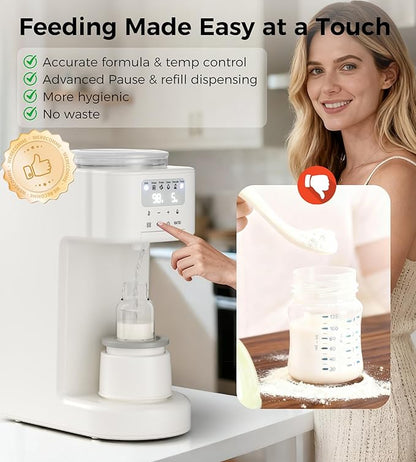 Advanced Baby Formula Dispenser with Automatic Mix & Clean, Fast Formula Maker with Accurate Sensors, Instant Warm Water, Moisture-Proof Design, Fits Most Bottles & Formula, Dishwasher-Safe
