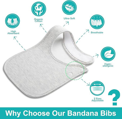 Baby Bibs Soft and Absorbent Organic Cotton Bandana Drool Bibs Set for Boys Girls Newborn 0-36 Months