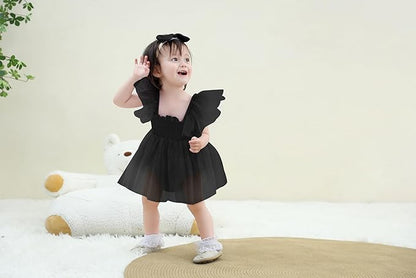 Baby Girl Clothes Infant Tulle Romper Ruffe Sleeveless Bodysuit Baby Girl Outfits Infant Girl Dress 0-18M