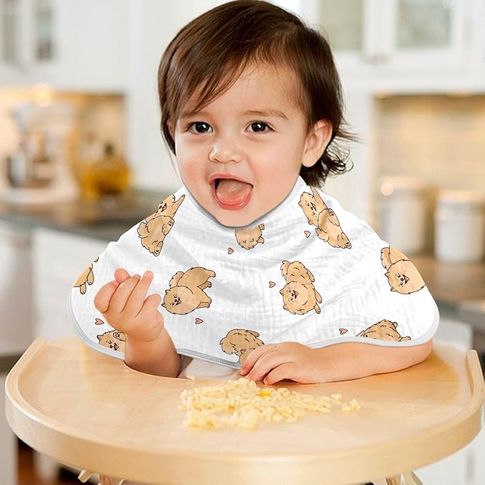 vvfelixl Muslin Burp Cloths Funny Pomeranian Spitz Dogs Baby Washcloths for Baby Girl Boys 2 Pack