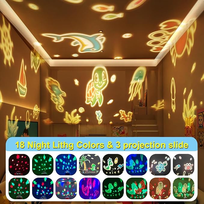 Night Light for Kids,Dinosaur Night Lights Projector,Remote Dimmable Timer Star Projector,360° Slient Ocean Lights for Ceiling Projector,Christmas Birthday Gifts for Boys&Room Decor