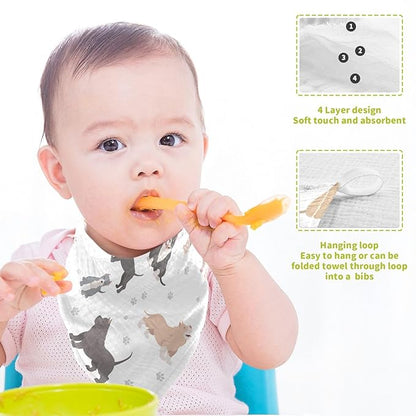 vvfelixl Baby Muslin Washcloths American Bully Dogs Baby Burp Cloths Cotton Baby Face Towel for Newborn Infants Boys Girls Soft and Absorbent 11.8 X 11.8In, 3 Pack