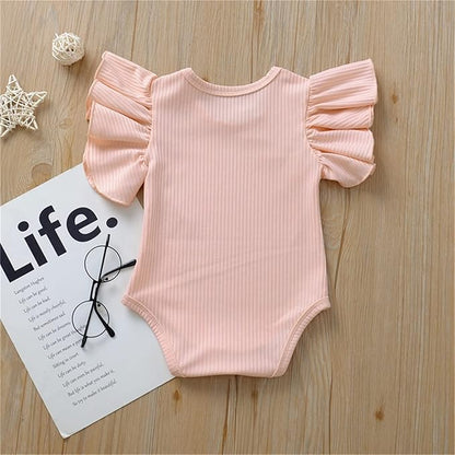 Newborn Infant Baby Girl Solid Ruffle Romper Bodysuit Jumpsuit Casual Clothes One Piece Outfit