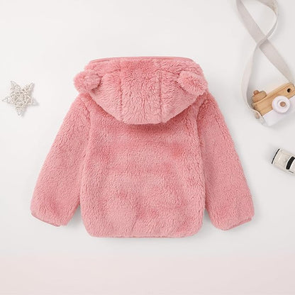 Baby Toddler Boys Girls Fleece Jacket with Hood Zip Up Cute Bear Coats for Infant Boys Girls Fuzzy Jacket with Ear 1-5T
