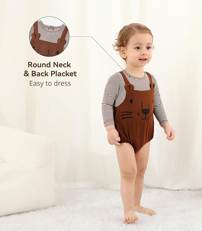 Baby Viscose from Bamboo Bodysuit for Boys Girls Long Sleeve Romper Soft Outfits for Infant One-Piece Cute Clothes