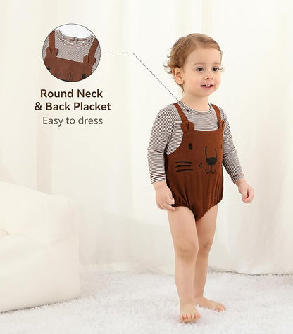 Baby Viscose from Bamboo Bodysuit for Boys Girls Long Sleeve Romper Soft Outfits for Infant One-Piece Cute Clothes