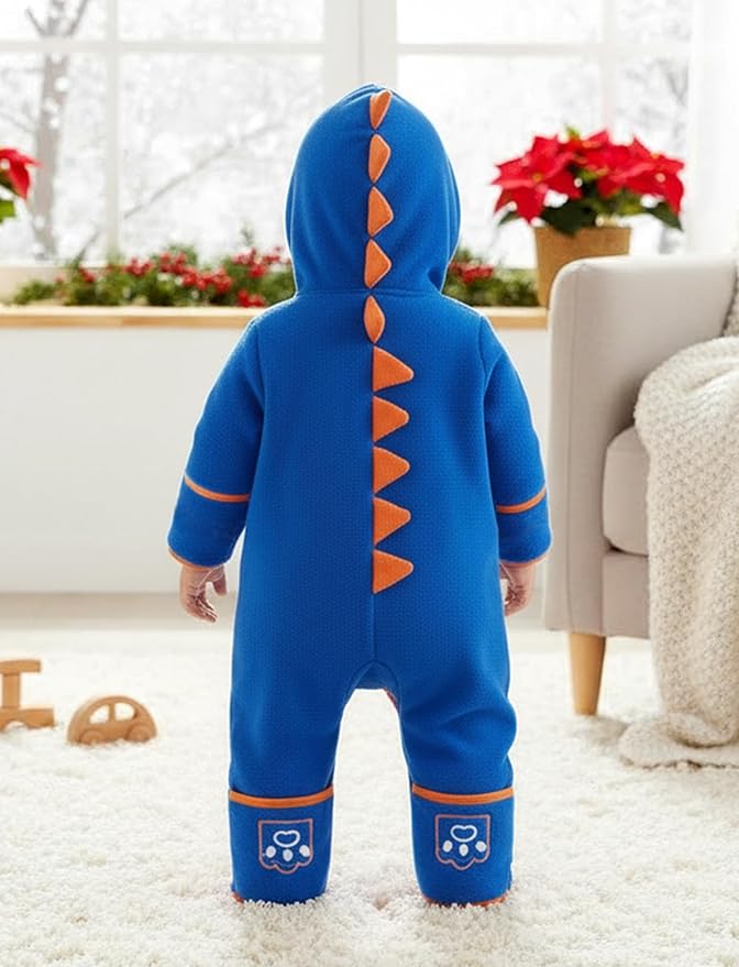 PATPAT Fleece Hooded Footed Clothes, Soft Warm Footie Covers, Car Seat Friendly, Easy Zip,Cute Romper Newborn Infant Jumpsuit