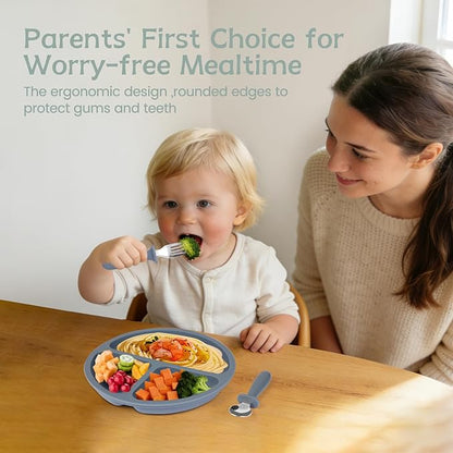 Toddler Forks and Spoons Set, 6 Pack Kids Silverware with Silicone Hand, 18/8 Stainless Steel Children Safe Toddler Utensils, BPA Free, Dishwasher Safe