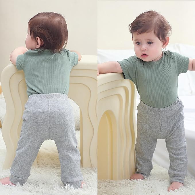 Baby Bodysuit and Pant Set 6-pcs Ribbed Soft Infant Boy Girl Clothes Outfits