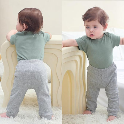 Baby Bodysuit and Pant Set 6-pcs Ribbed Soft Infant Boy Girl Clothes Outfits
