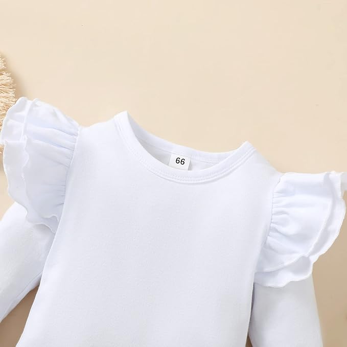 Baby Girl Solid Color Romper Infant Ruffle Sleeve Bodysuit One Piece Outfit Toddler Jumpsuit clothes