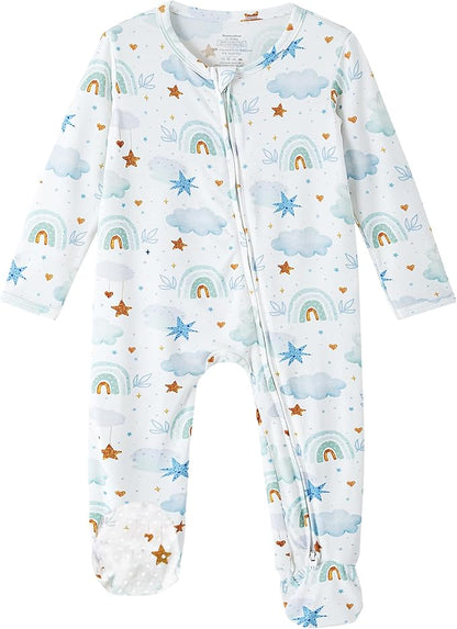 Baby Footie Romper Pajamas Unisex Newborn Infant Pjs Soft Rompers Viscose from Bamboo Sleepwear