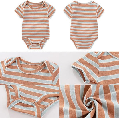 Four Seasons Baby Boy Girl Bodysuits 5-Pack Cotton Comfort Short Sleeve Baby Clothes Soft Infant Outfits