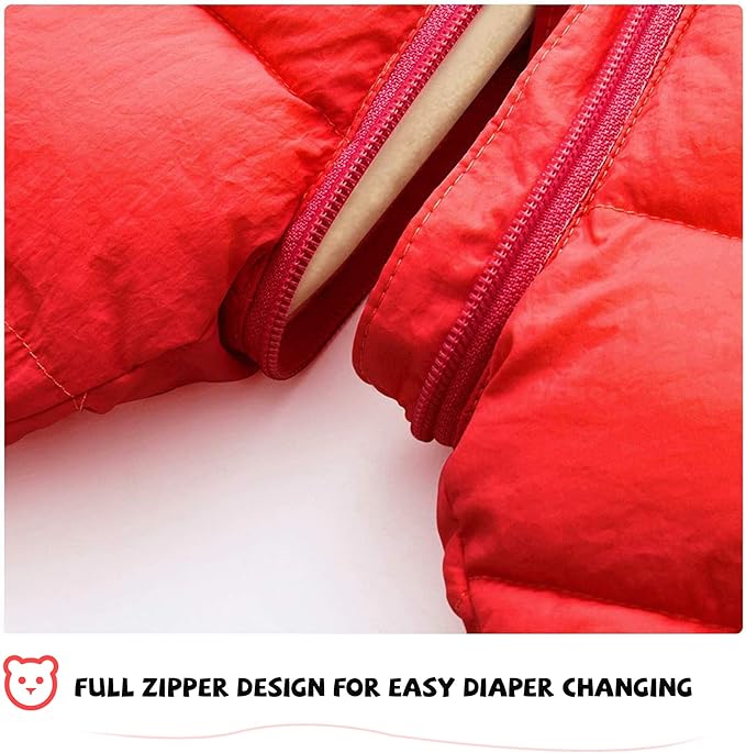 XMWEALTHY Baby Clothes Cute Infant Toddler Snowsuit Warm Newborn Boy Girl Winter Coats Hooded Zip Jumpsuit