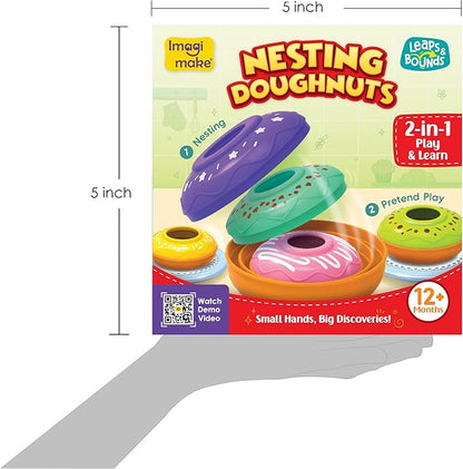Imagimake Nesting Doughnuts | Leaps & Bounds Baby Toys for 12+ Months | Learning Toys for 1 + Year Old Toddlers and Infant | 2-in-1 Play & Learn | Montessori Baby Toy | Birthday Gifts for 1 Year Old