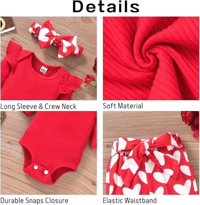 Aalizzwell Preemie Newborn Infant Baby Girls Clothes Ribbed Romper Bodysuit Pants Set Fall Winter Outfits