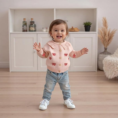 Baby Girl Cardigan Sweater Long Sleeve Button Up Knit Sweatshirt Jacket Toddler Baby Girl Fall Outfits