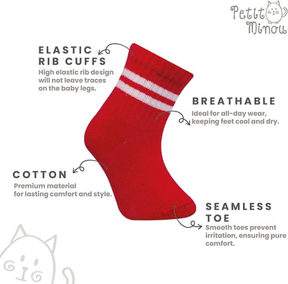 Bella Baby & Toddler Seamless-Toe Turkish Cotton Crew Socks (6-Pack)
