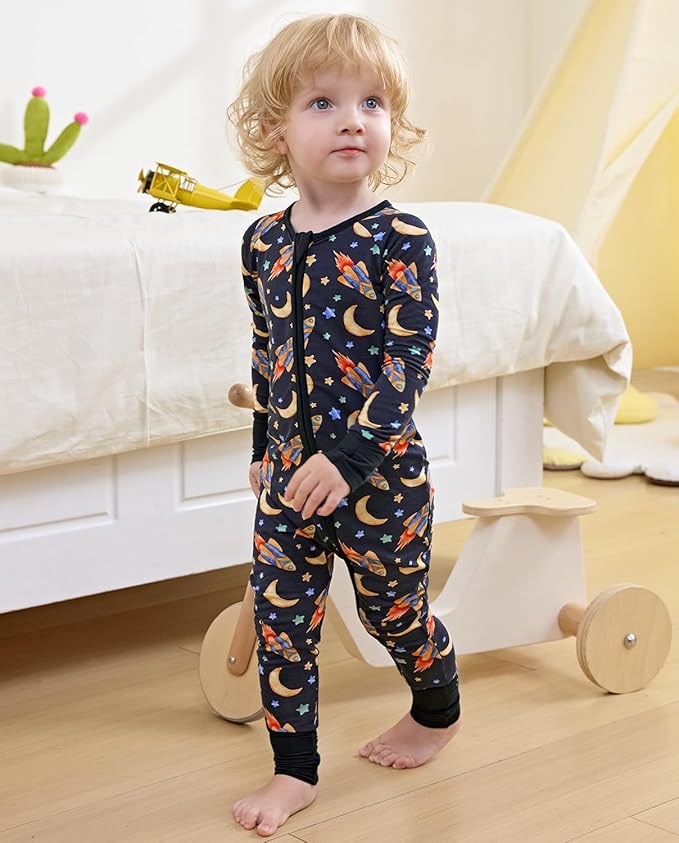 Bamboo Viscose Baby Convertible Footie Pajama, Zipper Pajamas for Baby Boys & Girls, Sleep & Play Footed Pjs