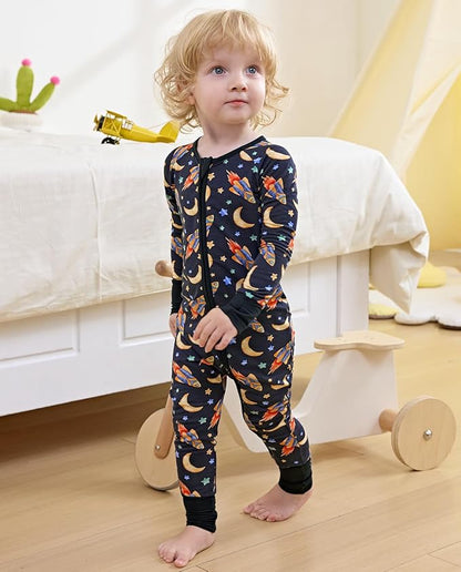 Bamboo Viscose Baby Convertible Footie Pajama, Zipper Pajamas for Baby Boys & Girls, Sleep & Play Footed Pjs