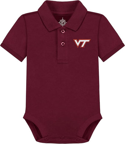 Creative Knitwear College Baby Polo Bodysuit Solid - Team Logo, Multiple Colors, for Boys & Girls (0-12 Months)