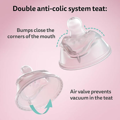 Herobility Double Anti-Colic Baby Bottles – 5 fl oz/140ml – 4-Pack – Multicolor – White, Gray, Pink, Hawthorn Rose