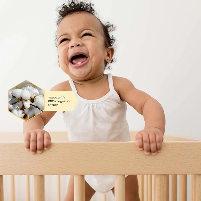 Burt's Bees Baby Girls' One-Piece Organic Cotton Camisole Bodysuits, 3-Pack