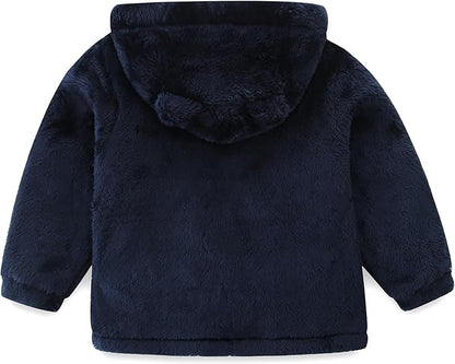 Toddler Winter Coat Fleece Zip up Hooded Bear Ears Warm Fuzzy Baby Kids Jacket Outerwear Sweater