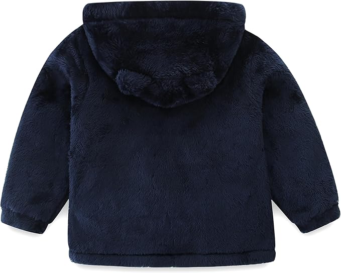 Toddler Winter Coat Fleece Zip up Hooded Bear Ears Warm Fuzzy Baby Kids Jacket Outerwear Sweater