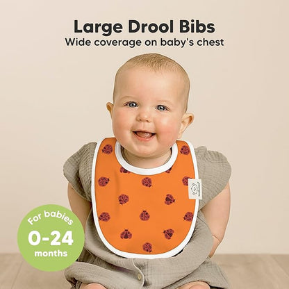 8-Pack Organic Baby Bibs for Boys, Girls - Soft Cotton Drooling and Teething Bibs for Baby Girl & Boy, Extra Absorbent, Easy to Clean & Put On for Toddler, Newborn, Infant 0-24 Months (Fall Spores)