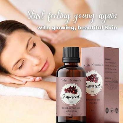 Grapeseed Oil 4 oz, 100% Pure, Natural & Cold-Pressed Grapeseed Oil - Ideal for Massage, Cooking and Aromatherapy- Rich in Vitamin A, E and K