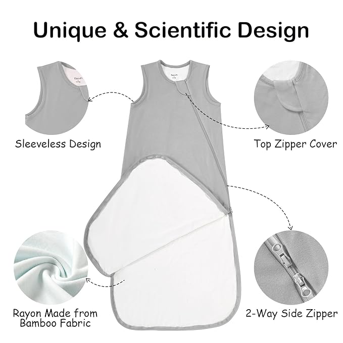 Supersoft Rayon Made from Bamboo Sleep Sack 12-18 Months 0.5 Tog Lightweight Toddler Sleep Sack Baby Wearable Blanket with 2-Way Zipper Summer Unisex Sleeping Bag for Babies (2 Pack) Pink & Gray