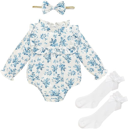 GRNSHTS Newborn Baby Girl Clothes Ruffle Rompers Toddler Fall Outfits for Girls Set Little Girl Fall Winter Clothing