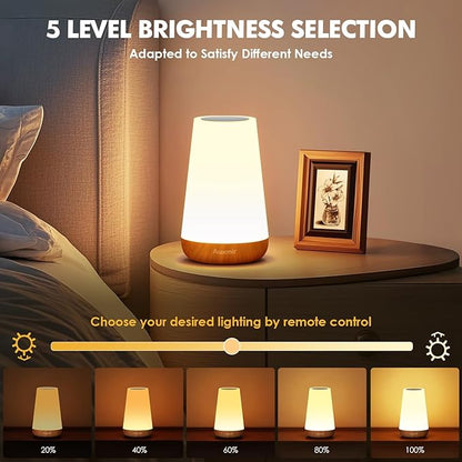 Auxmir LED Night Light 2 Pack Bedside Lamp Touch and Remote Control Dimmable Tabletop 13 RGB Colors Changing 5 Brightness Adjustable Rechargeable Portable Lamp for Baby Kids Nursery Bedroom Outdoor