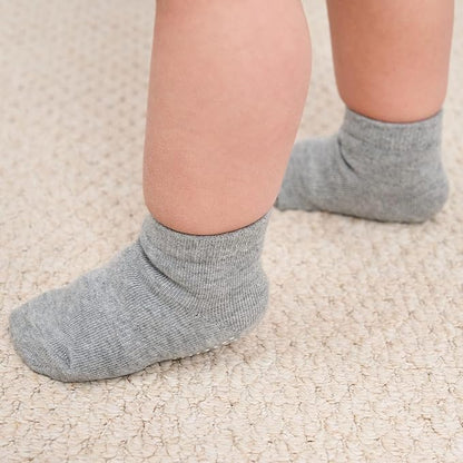 Zaples Baby Non Slip Grip Ankle Socks with Non Skid Soles for Infants Toddlers Kids Boys Girls