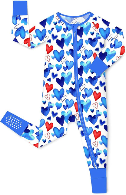 Bamboo Viscose Baby Convertible Footie Pajama, Zipper Pajamas for Baby Boys & Girls, Sleep & Play Footed Pjs