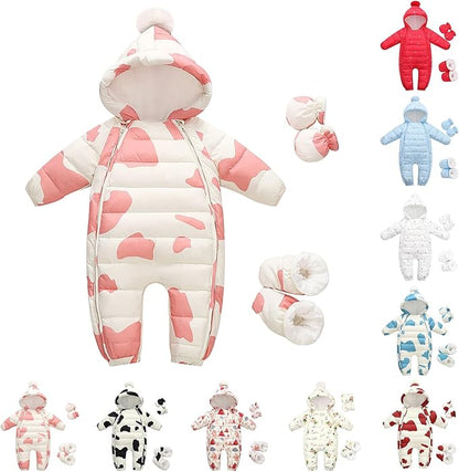 Baby Snowsuit Double Zipper Down Jacket Infant Hooded Romper Jumpsuit Newborn Boys Girls Winter Bodysuit Warm Outerwear