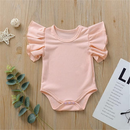 Newborn Infant Baby Girl Solid Ruffle Romper Bodysuit Jumpsuit Casual Clothes One Piece Outfit