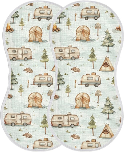 vvfelixl Cartoon Camping Caravan Burp Cloths for Baby Boy Girls Baby Washcloths Burp Rags 1 Pack