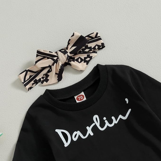 3Pcs Baby Girl Outfits Daisy Sweatshirt + Pants + Headband Infant Fall Winter Clothes