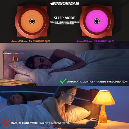 Compact Cordless Table Lamp, Rechargeable LED Night Light, Dual Light Source (RGB Top & Warm Bottom), Touch Control & Timer, Metal Lamp for Bedroom & Kids Room (Red 1-Pack)