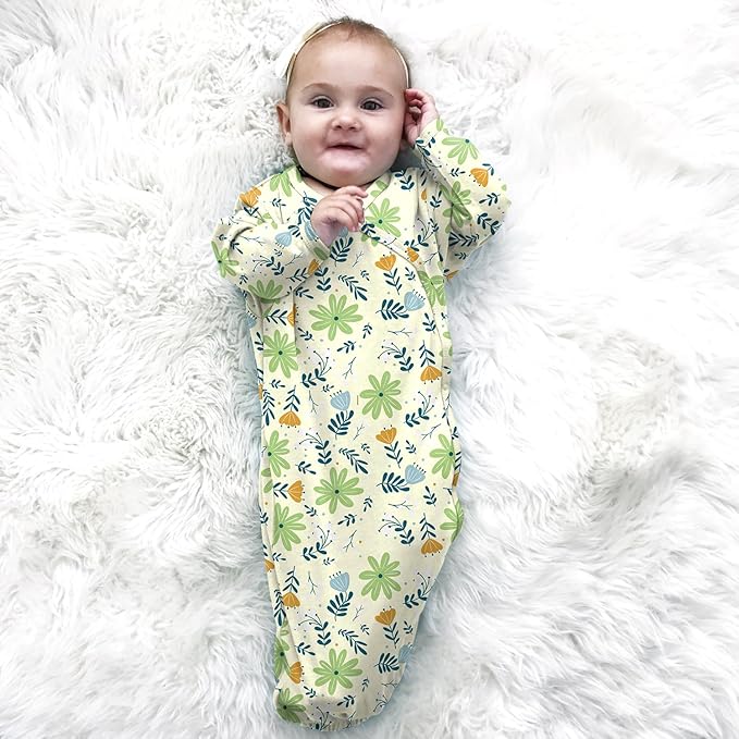 Babysoy Newborn Baby Kimono Wrap Around Snap Sleeper Gown Sack Bundler