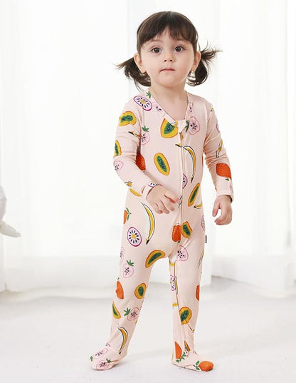 Baby Footie Romper Pajamas Unisex Newborn Infant Pjs Soft Rompers Viscose from Bamboo Sleepwear