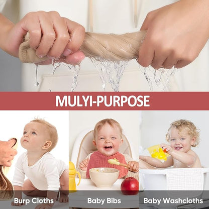 Muslin Burp Cloths 100% Cotton Pack of 12. Soft, Gentle & Absorbent Baby Burp Cloths for Baby Girl & Boys.(Mixed Color 12 Pieces)