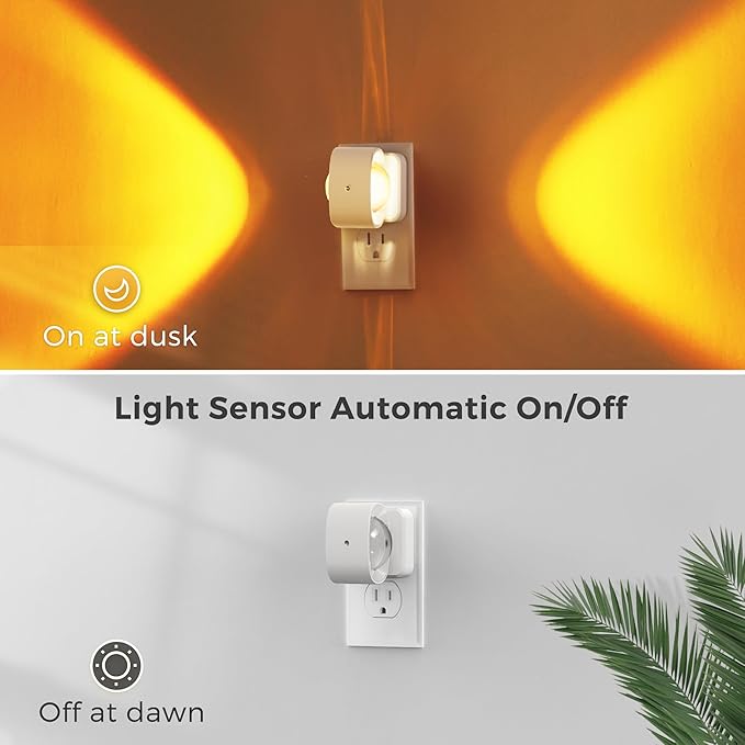 L LOHAS LED Night Light, Color Changing Night Lights Plug into Wall, Rotating White Nightlight, Dusk to Dawn Sensor, RGB Rainbow Nightlights Projector for Bathroom, Gaming Room, Decor, Gifts,1 Pack