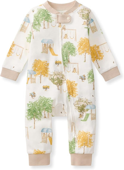 Burt's Bees Baby Boys Sleep and Play PJs, 100% Organic Cotton One-Piece Zip Front Romper Jumpsuit Pajamas