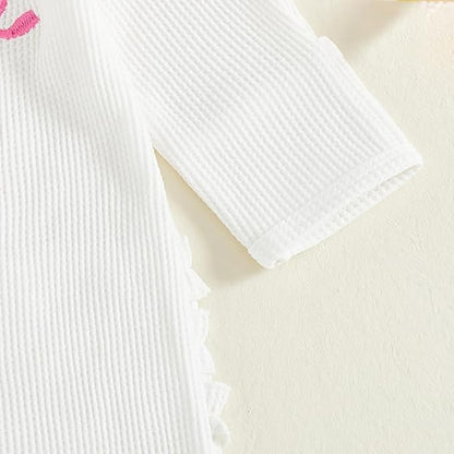 Newborn Baby Girl Clothes Long Sleeve Crew Neck Letter Embroidery One Piece Romper Jumpsuit Infant Fall Winter Outfit