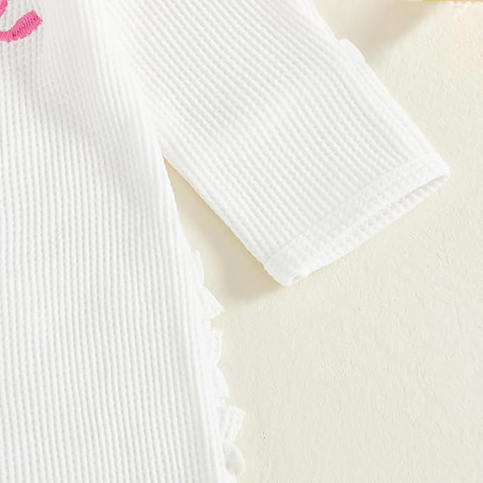 Newborn Baby Girl Clothes Long Sleeve Crew Neck Letter Embroidery One Piece Romper Jumpsuit Infant Fall Winter Outfit