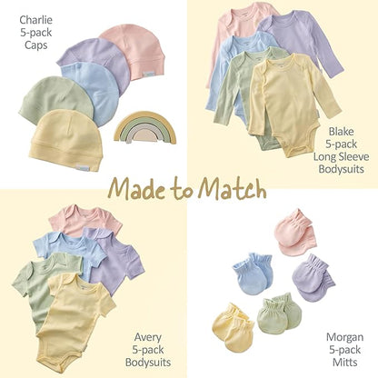 Blake 5-Pack Long Sleeve Bodysuits 100% Organic Cotton Baby Boys & Girls